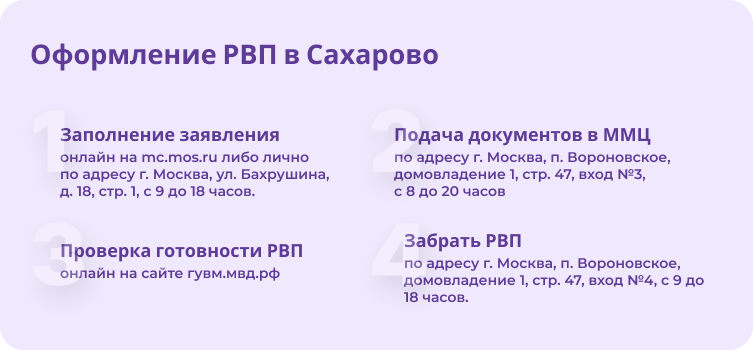 как оформить рвп в сахарово